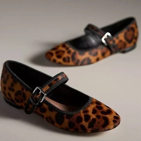 Maeve Mary Jane Flats Cow Skin Animal Print 40/9 - Picture 1 of 2